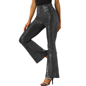 Pantalones de Mujer Transpirables con Lentejuelas Brillantes, Elásticos, Brillantes, de Verano, de Cintura Media, con Frente Plano, con Opciones OEM y ODM - Product Image 5