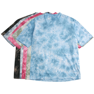 Camiseta de manga corta con cuello redondo y estampado tie-dye, tejida, de ajuste holgado, informal, para hombre, de longitud regular. - Product Image 4
