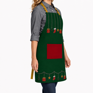 New Collection Christmas <b>Apron</b> Beautiful Printed Design Cotton <b>Kitchen</b> <b>Apron</b> With Pocket At Affordable Price. - Product Image 4