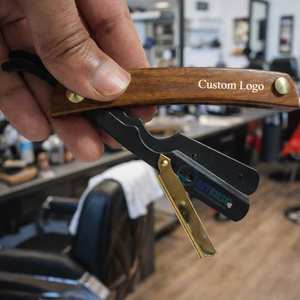 Navaja de Barbero Profesional de Plástico con Borde Recto, Directo de Fábrica, para Uso en Salón, con Logotipo Personalizado, Hoja de Acero Inoxidable, Afilada y Duradera para Hombres - Product Image 5