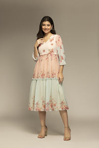 Sustainable Design Multicolor Floral Printed Flared <b>Dress</b> Comfortable Loose Fit Wear Casual Women <b>Dresses</b> at Wholesale Supply - Product Image 5