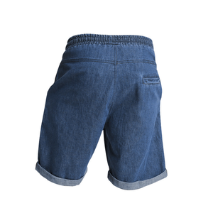 Shorts de sport en polyester pour hommes, taille élastique, coupe ample, longueur genou, couleur unie, pour l'été - Product Image 4