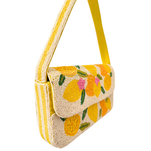 Bolso de hombro de limón con cuentas hecho a mano, patrón geométrico, para mujer, con asa única, moda otoño, bolso tote, personalizado, al por mayor, multicolor, con aros - Product Image 3