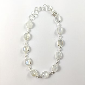 <b>Rainbow</b> Moonstone Gemstones Classic Designer Women's Chain Link <b>Bracelet</b> 925 Sterling Silver Nickel Lead Free Jewelry - Product Image 3