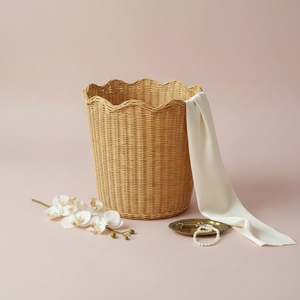 Cesta de Mimbre de Ratán 100% Natural de Primera Calidad, Tejida, Cilíndrica, con Borde Ondulado, Impermeable, Ahorra Espacio, para Almacenamiento de Juguetes y Ropa - Product Image 6