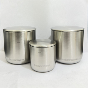Bocaux à bougies en acier inoxydable en gros avec logo personnalisé, récipients à bougies en métal brossé résistants à la chaleur pour la cire de soja parfumée haut de gamme - Product Image 2