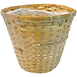 Cesta redonda de bambú para almacenamiento de flores con interior de plástico para jardín - Product Image 5