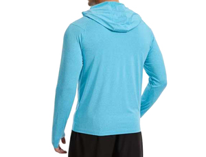 Sweat-shirt à capuche bleu clair pour homme, manches longues, couleur unie, séchage rapide, en tissu French Terry, pour l'hiver, décontracté, vente en gros - Product Image 1
