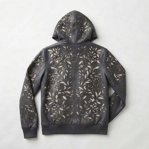 เสื้อแจ็คเก็ตหนัง PU คอตั้ง ลายดอกไม้ ปักลายนูน ดีไซน์โปร่ง ระบายอากาศได้ดี กันน้ำ ปิดด้วยซิป เหมาะสำหรับทุกเพศ สวมใส่สบายในฤดูหนาว - Product Image 2