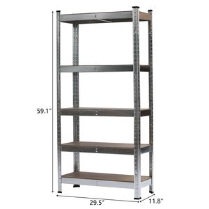 Scaffale da Garage a 5 Ripiani in Acciaio Zincato Grigio 150x75x30cm - Product Image 5