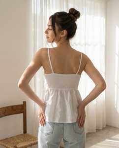 เสื้อสตรีคอปกแบบโบฮีเมียนแบบเปิดหลัง |   เสื้อคริสต์มาสผ้าฝ้ายออร์แกนิกแขนสั้นทรงปกติ - Product Image 6