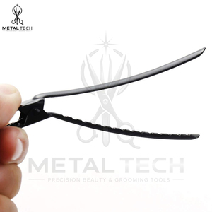 Pinces à cheveux antidérapantes noires mates de haute qualité, pinces à cheveux professionnelles de salon avec poignée texturée pour le coiffage, vente en gros - Product Image 6