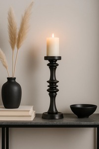 Decorative Antique Style <b>Black</b> Iron <b>Candlestick</b> Holder Decorative Home Accent Modern Style Durable Design - Product Image 5