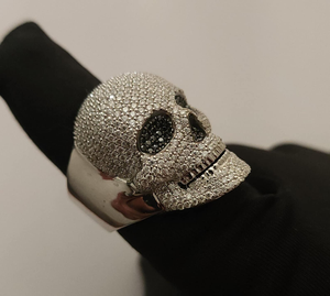 925 Silver Lab Grown Diamond Skull <b>Ring</b> <b>Mens</b> Gothic Statement <b>Ring</b> Certified Diamond Iced Skull Biker <b>Ring</b> Luxury Gift Jewelry - Product Image 3