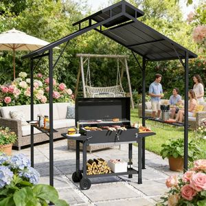 Gazebo in Legno con Griglia BBQ per Cucina all'Aperto - Product Image 6