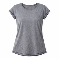 Camiseta de Algodón y Fibra de Bambú para Mujer, Ecológica, Estampada, Transpirable, de Manga Corta, Venta al Por Mayor, Personalizable OEM