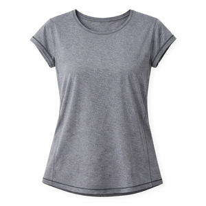 Camiseta de Algodón y Poliéster para Mujer, Ecológica, Estampada, Transpirable, de Manga Corta, Venta al por Mayor, Personalizable OEM - Product Image 1