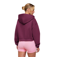Sweat-shirt à capuche zippé court pour femme, doublé en polaire, couleur unie, veste décontractée pour l'automne et l'hiver