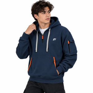 Custom Logo Plain Winter Men's Zip up Pullover Sweatshirt Windproof Breathable 360g Cotton Fitness <b>Workout</b> Fleece Track <b>Hoodies</b> - Product Image 1