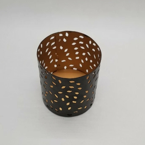 Petite Metal Votive <b>Candle</b> Holder Glowing Leaf Design 3 inch Votive Holders - Product Image 1