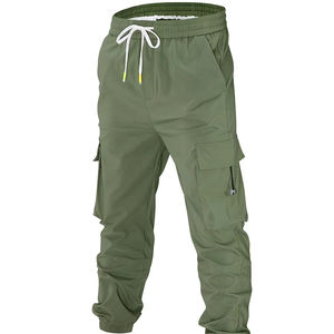 Pantalon de travail américain pour homme, personnalisable en petites séries, fabriqué en usine, couleur unie, taille mi-haute, fermeture à cordon, coupe droite - Product Image 1