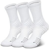 Chaussettes de compression athlétiques blanches de haute qualité pour achat en gros, anti-humidité, en Spandex, pour le sport, la course et la gym, avec soutien de la voûte plantaire