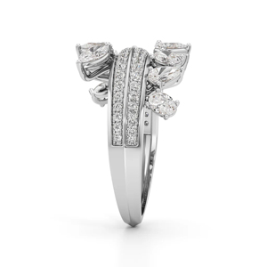 Oval Cut Diamond <b>Cocktail</b> <b>Ring</b> 18K Solid <b>Gold</b> Rhodium Plated Geometric Luxury Women's Engagement <b>Ring</b> - Product Image 3