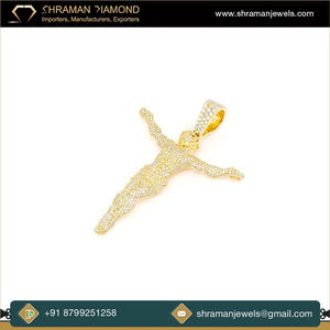 Custom Iced 10K Solid <b>Gold</b> Peace Minimalist Jesus <b>Crucifix</b> Lab Grown Diamond Pendant Charm <b>Necklace</b> Christian Religious Parties - Product Image 3