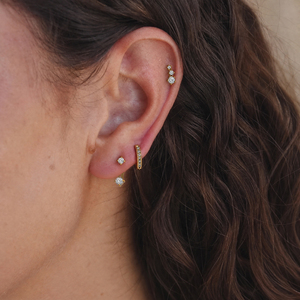 J&amp;D Jewelry 18K Gold Stainless Steel Zircon Earring Set for Women Waterproof Small <strong>Huggie</strong> Hoop Stud Earrings Jewelry <strong>Wholesale</strong> - Product Image 4