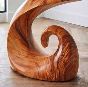 Luxali Handmade Modern Sculptural Solid Wood Wave Base Entryway Hall Console <b>Table</b> with <b>Live</b> <b>Edge</b> Organic Design - Product Image 4