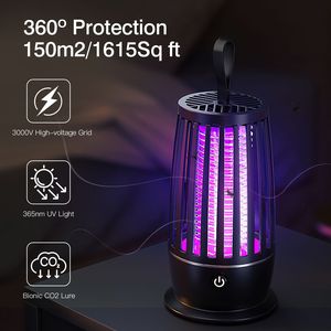 Lampada Antizanzare Ricaricabile a Luce UV, Trappola Elettrica per Insetti con Luce Notturna e Cinghia, Portata di 150 Metri Quadrati - Product Image 1