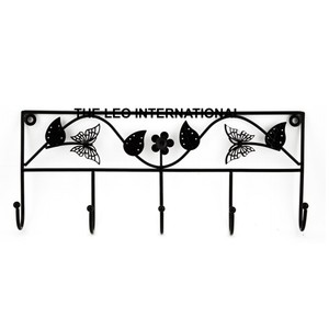 Decorative <b>Wall</b> Mounted Cast Iron <b>Key</b> Holder Rack Vintage Geometric Shape <b>Hooks</b> & Rails Brown Finished - Product Image 5