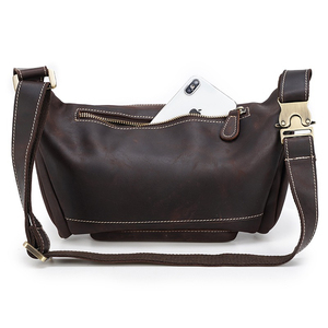 Sac banane homme en cuir véritable de qualité supérieure, style vintage, fermeture éclair, multi-poches, sac bandoulière pour usage quotidien - Product Image 4