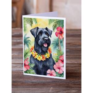 Lunatique A7 Taille 5x7 Cartes Vierge Paquet de 8 Cartes de Voeux Géant Schnauzer Luau avec Enveloppes - Product Image 2