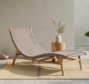 Luxury Lara Lounger Premium Solid Teak Wood Artisan Woven Modern Ergonomic <b>Sunbed</b> for Upscale Resort Hotel Living Room Poolside - Product Image 3