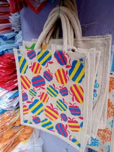 Bolsa de Almacenamiento Ecológica de Yute con Estampado de Árboles Coloridos, Bolsa Organizadora Multiusos Duradera y Reutilizable de Gran Capacidad para el Hogar - Product Image 4
