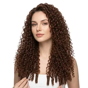 Peluca de Cabello Humano 100% Remy con Trama Completa, Rizada, con Reflejos, Larga, Marrón, Textura Rizada Natural, Personalizable - Product Image 4