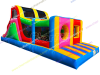 Petit parcours de jeux gonflables Hot Wheels, combo sportif, circuit de jeux, château gonflable extérieur décoré, petit kiosque de vente pour fête foraine