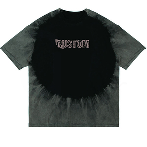 Camiseta de Manga Corta con Cuello Redondo y Estampado Tie-Dye para Hombre, Logotipo Personalizado, Corte Holgado, Estilo Urbano, Tejido de Punto, Largo Regular - Product Image 5
