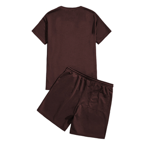 Ensemble de survêtement pour hommes Street Wear avec logo personnalisé, t-shirt 100% coton polyester et short assorti, 2 pièces - Product Image 3