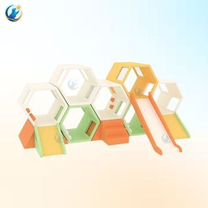 Structure de jeu nid d'abeille avec toboggan motif ours pour maternelle, montage rapide, nettoyage facile, aires de jeux intérieures OEM/ODM - Product Image 5