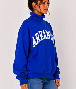Sudadera Oversize de Cuello Alto para Mujer con Logo Personalizado Estampado Frontal 100% Algodón Felpa Manga Larga Otoño Invierno Tipo Pullover ODM Lavado - Product Image 3