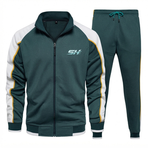 Survêtement technique zippé pour homme OEM, logo personnalisé, 100% coton, motif uni pour le jogging hivernal, survêtement uni pour homme - Product Image 1
