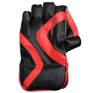 Gants de frappe en cuir noirs et rouges, rembourrés, sans doigts, pour baseball et softball (paire) - Product Image 3