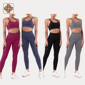 2-Piece Solid Yoga Set with Elastic Waist Bra and Leggings for Workout and Gym Fitness - Product Image 5