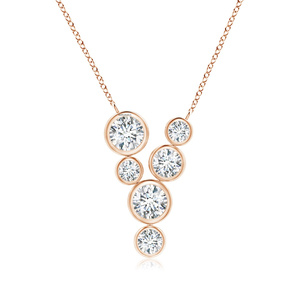 จี้เพชรทรงกลมหลายเม็ดแบบฝังขอบ ตัวเรือนทอง 10K 14K 18K หรือเงินแท้ 925 935 - Product Image 1