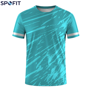 Camiseta Deportiva de Manga Corta para Hombre, Estampado por Sublimación, Secado Rápido, Cuello Redondo, Corte Regular, Azul, Verde, Negro, Patrón Tejido, Poliéster - Product Image 5