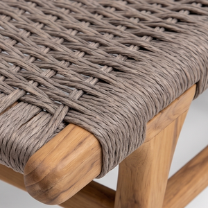 Chaise longue manuelle ergonomique en teck tressé sans accoudoirs pour extérieur, mobilier de villa et de bord de piscine - Product Image 5