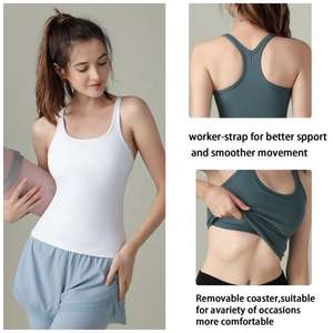 เสื้อกล้ามออกกำลังกายผู้หญิงพิมพ์โลโก้ได้ – แห้งเร็ว ระบายอากาศดี เหมาะสำหรับออกกำลังกายในยิม เสื้อฟิตเนสแบบไม่มีแขน สำหรับแบรนด์เสื้อผ้ากีฬา - Product Image 6