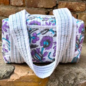 Flower Handmade Quilted Cotton Luxury Eco-Friendly Duffle Bag Lightweight Durable Portable Sling <b>Strap</b> Boho Style Large Capacity - Product Image 1